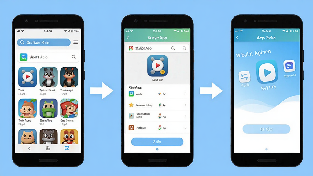 ������App�ڰ�׿�ֻ��ϵİ�װ����ʾ��ͼ������չʾ�ֻ���Ļ��Ӧ���̵���������װ��ɵ������������棬ÿ�������ü�ͷ���ӣ������Ǹɾ���ǳ��ɫ��ͼ������������ɼ��������ֱ�ۣ����ʸɾ����޶���װ��