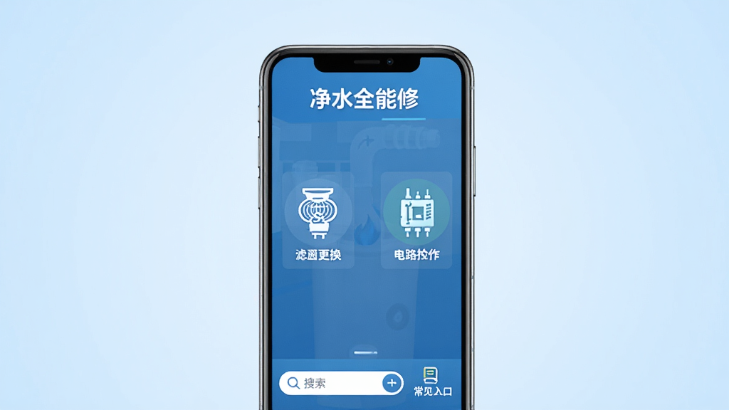 ��ˮȫ��������������չʾ������������һ�������ֻ�����Ļ����ʾ�ž�ˮ��ά�޹��Ϸ����б����������о����ͼ�꣬�Ҳ��е�·����ͼ�꣬�ײ����������ͳ�����������ڣ�������ǳ��ɫ���䣬��������רҵ������������ע'��ˮȫ����'�����ʸɾ����޶���Ԫ��