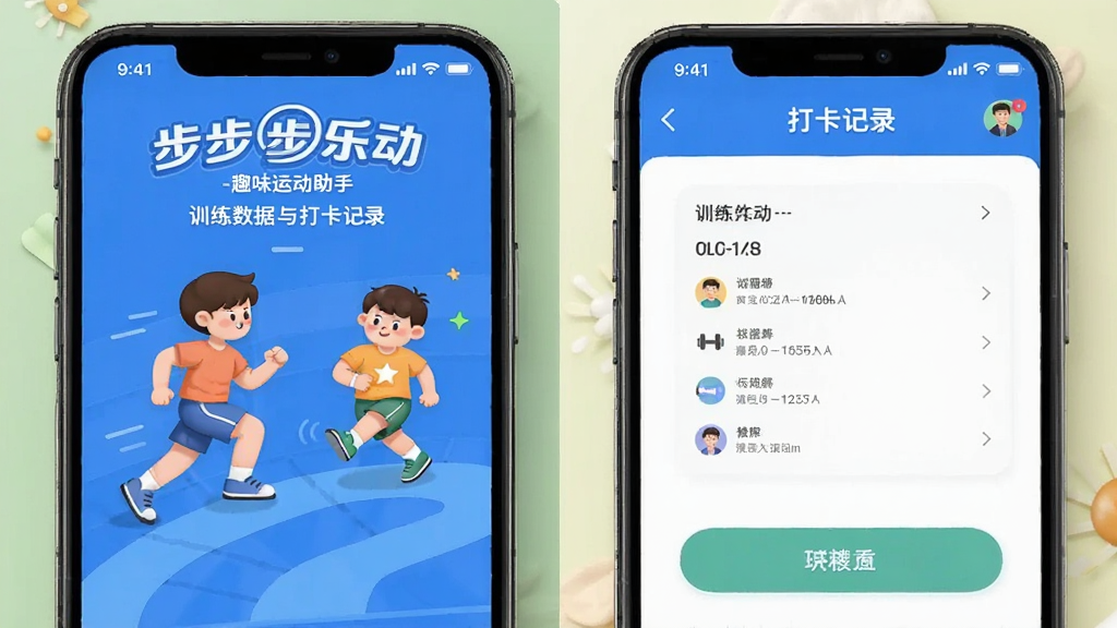 步步乐动-趣味运动助手 训练数据与打卡记录页面