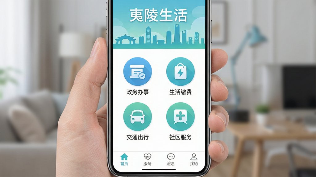 ��������App������ȫòչʾ���ֻ���Ļ����������ʾ����������ĸ����֣���ҳ���ְ���������¡�����ɷѡ���ͨ���С����������ĸ�Բ�ι���ͼ�꣬����Ϊ���������м�Ӱ�������ײ�������Ϊ��ҳ��������Ϣ���ҵ��ĸ�ѡ���������Ϊ���µ�����ɫ������ƽ����ƣ�ͼ��Բ�󣬻���ɾ����࣬���������޶���Ԫ�أ�����ϸ�壬2K�ֱ���
