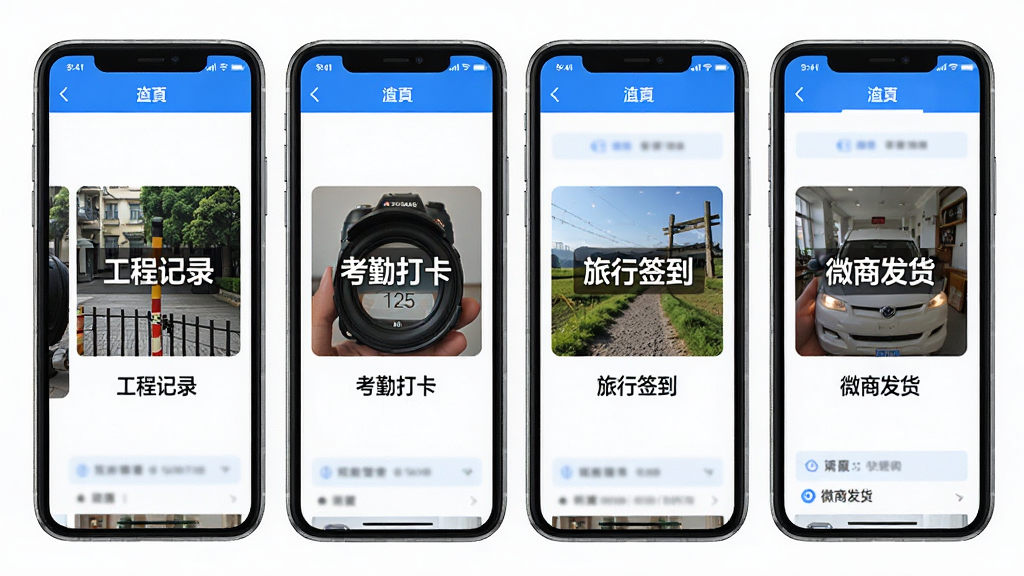 һ��չʾ�޸�ţ�������ˮӡģ��Ļ��棬�������ֻ���Ļ����չʾ���Ų�ͬ����ˮӡ��Ƭ����ͼ���ֱ��ע�����̼�¼�������ڴ򿨡�������ǩ������΢�̷������������Ű����룬���ͳһ��������ɫ��ϸ�����������ʸɾ����޶���Ԫ��
