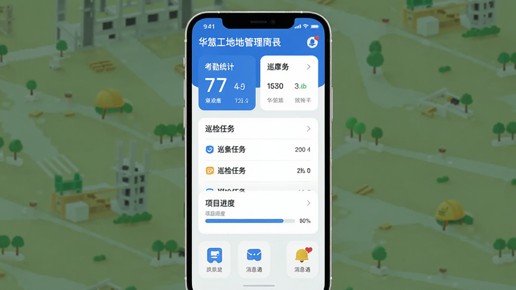 ���ǻ����ֻ�Ӧ��������չʾ�������������ֻ���Ļ����Ļ����ʾ�ǻ۹��ع�����壬��������ͳ�ƿ�Ƭ��Ѳ�������б�����Ŀ����������Ϣ֪ͨͼ�꣬������������ɫΪ������������������ִ���Լ��ƽ����ϸ��Բ�󣬻��ʸɾ����޶���Ԫ��