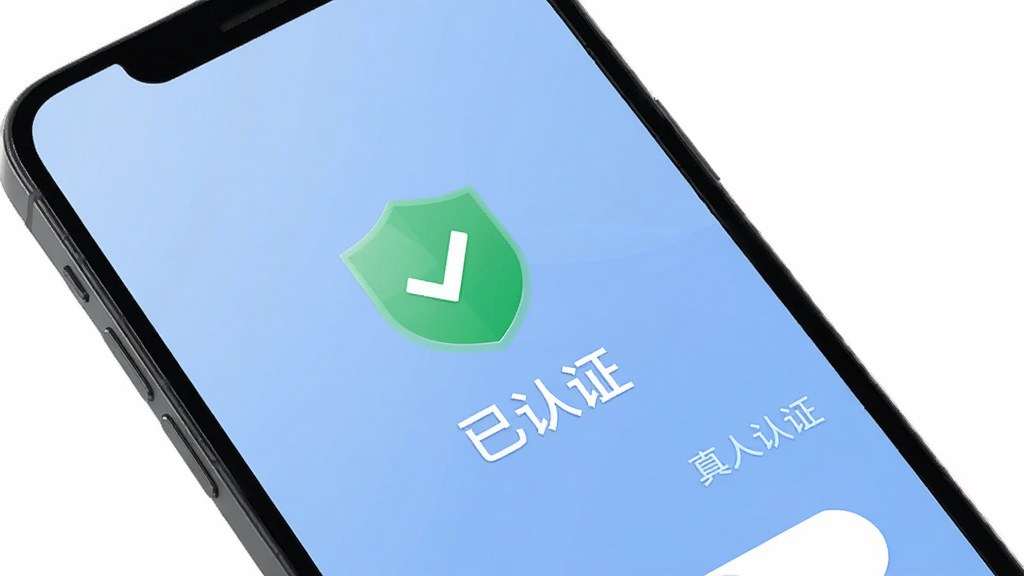 择伴同城交友 真人认证界面,手机屏幕显示认证成功页面,有绿色盾牌图标和「已认证」字样,背景是柔和的蓝色渐变,风格简洁安全,画质干净无多余元素