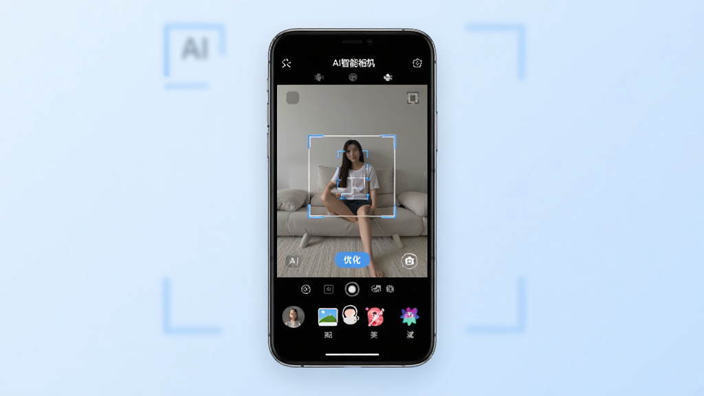 һ��չʾAI�������App���Ľ�����ֻ�����ͼ�������������ֻ���Ļ����Ļ����ʾ���ȡ����ȡ��������AIʶ�����Ż���ť����Ļ�·������㡢��ᡢ���ա��˾��ĸ�ͼ�꣬��������͵�ǳ��ɫ���䣬������ִ������ʸɾ��������޶���Ԫ�أ�ͼƬ�����ֱ�ע��AI���������