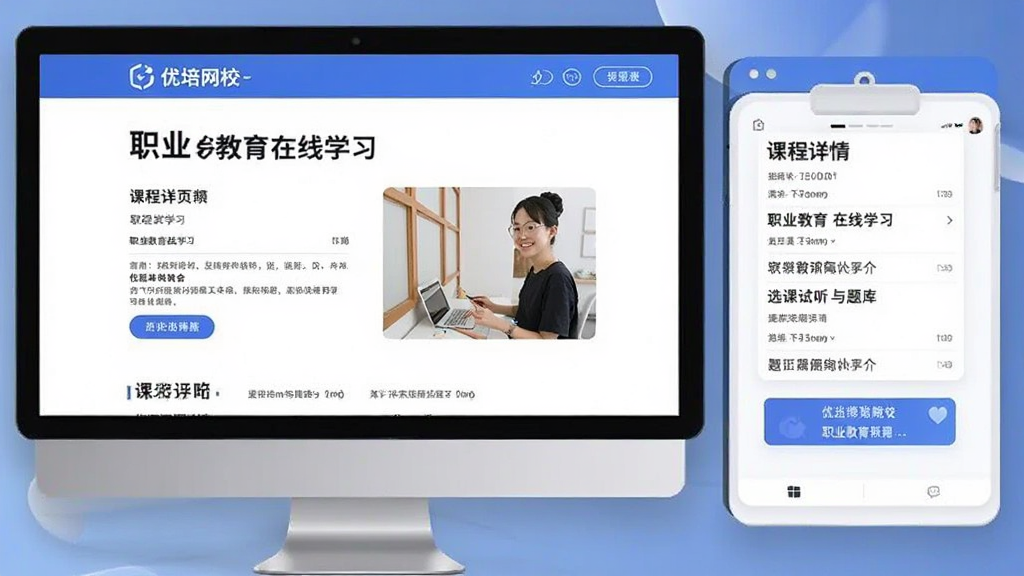 优培网校-职业教育在线学习 课程详情页选课试听与题库功能介绍
