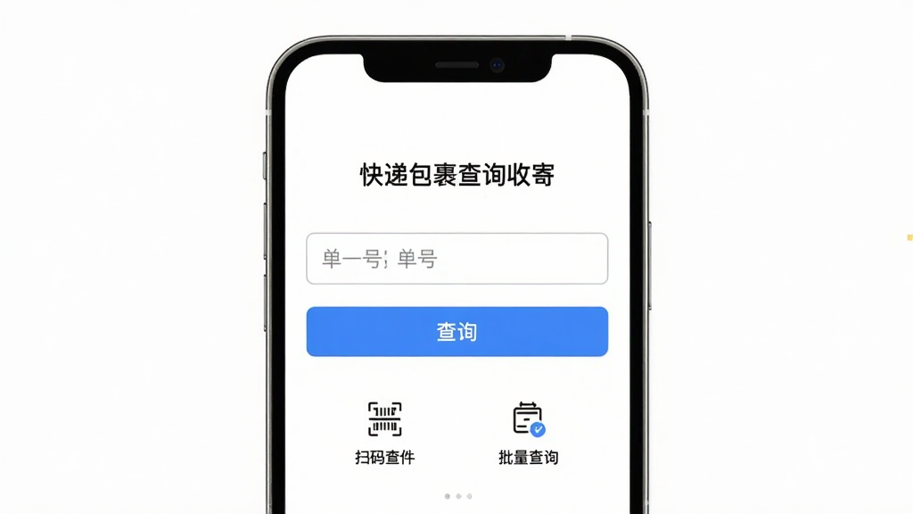 һ��չʾ����ݰ�����ѯ�ռġ�App��ҳ�޹����ˬ������ֻ�ͼ����Ļ�����Ǽ��ĵ��������͡���ѯ����ť���·��С�ɨ�������͡�������ѯ������Сͼ�꣬����Ϊ���ף�û�е����͹�����������񼫼򣬻����������޶���Ԫ��