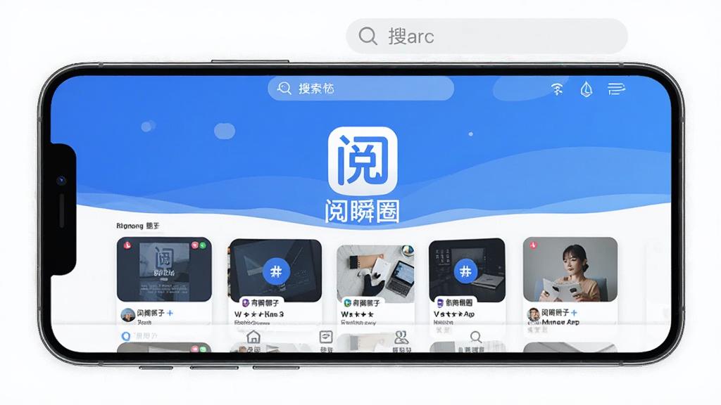 һ��չʾ��˲ȦApp���Ľ�����ֻ���Ļ��ͼ���ֻ�Ϊ�ִ������ֻ�����Ļ������ʾ��˲ȦLogo�����ƣ�����������Ϊ��ɫ�������������������м����Ƽ�Ȧ�ӿ�Ƭ�б����ײ��е��������������ִ�����ƽ�����������ɾ����޶���Ԫ��