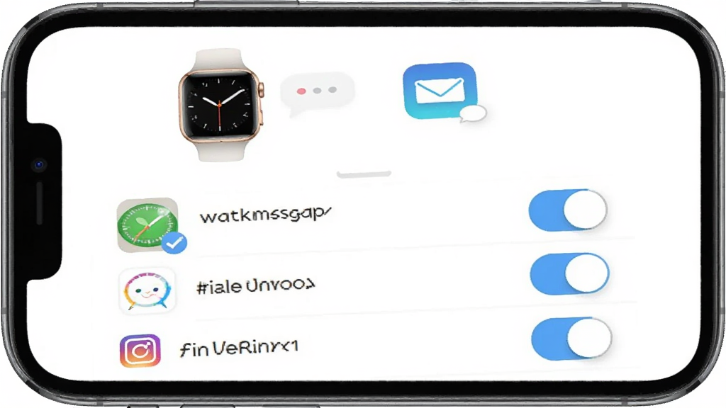 һ��չʾwatchapp��Ϣ֪ͨ����������ֻ�ͼ����Ļ�Ϸ���ʾ�ֱ�ͼ�����Ϣ���ݣ��·���Ӧ���б��Ϳ��ذ�ť���û����Թ�ѡ��Ҫͬ����Ϣ��Ӧ�ã�������ˬ������ִ������ʸɾ����޶���Ԫ��