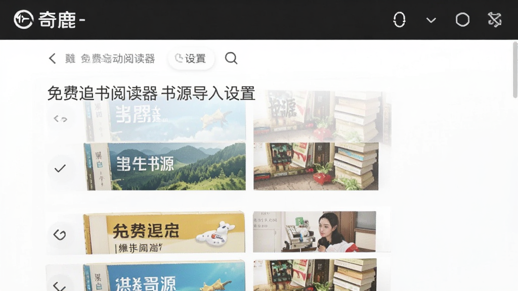 奇鹿-免费追书阅读器书源导入设置页面