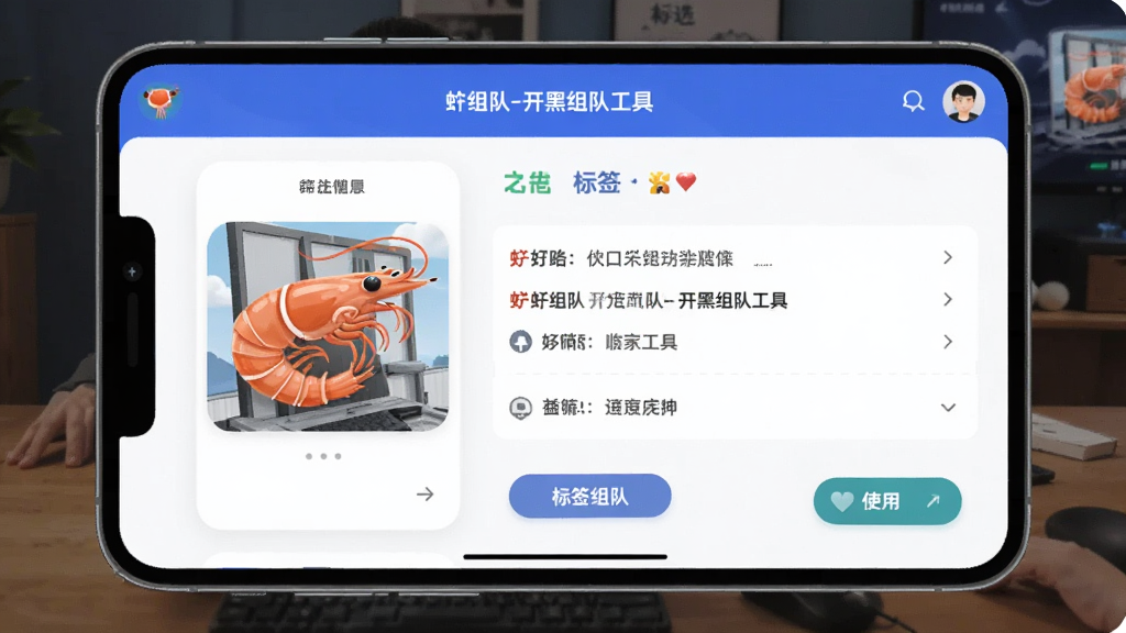 虾组队-开黑组队工具 筛选标签功能使用界面展示