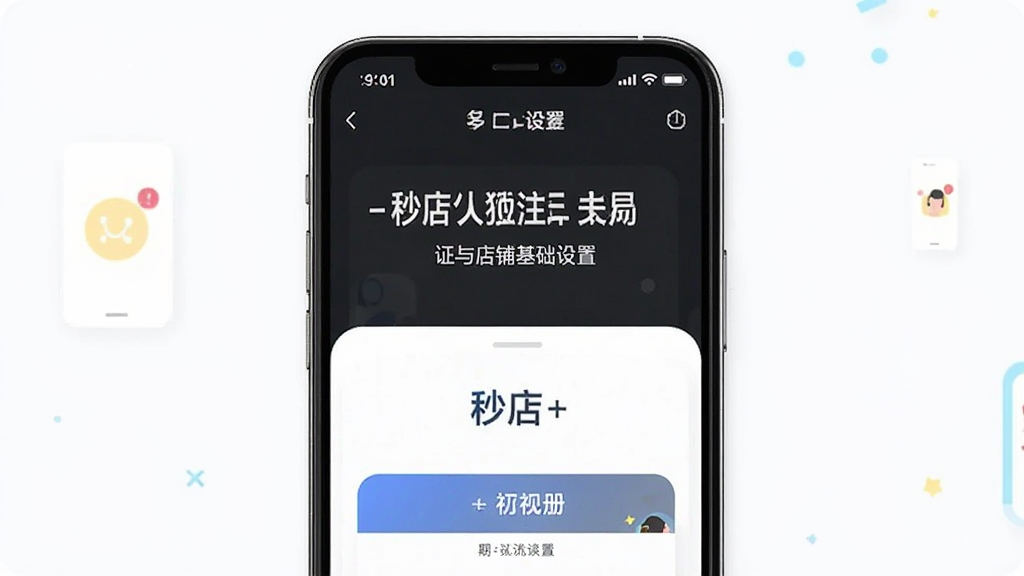 秒店-手机开店工具注册认证与店铺基础设置界面