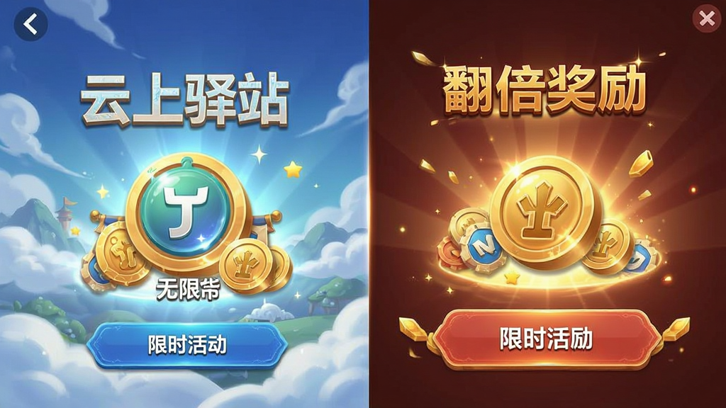 云上驿站无限货币版 限时活动界面与货币翻倍奖励展示图