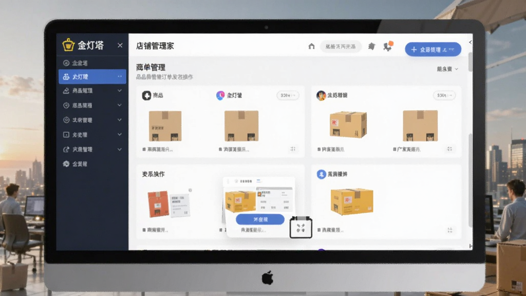 金灯塔商家端-店铺管理工具 商品批量管理和订单发货操作界面