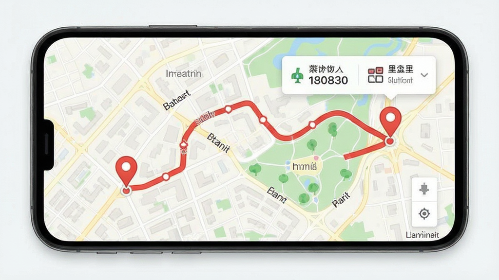 一张展示“足迹地图”自动轨迹记录功能的图片,画面主体是手机屏幕显示一条蜿蜒的红色轨迹线穿过城市街道和公园,轨迹上有起点和终点标记,旁边有里程数和时间浮窗,背景是浅色地图底图,风格清爽直观,细节清晰,画质干净,无多余元素