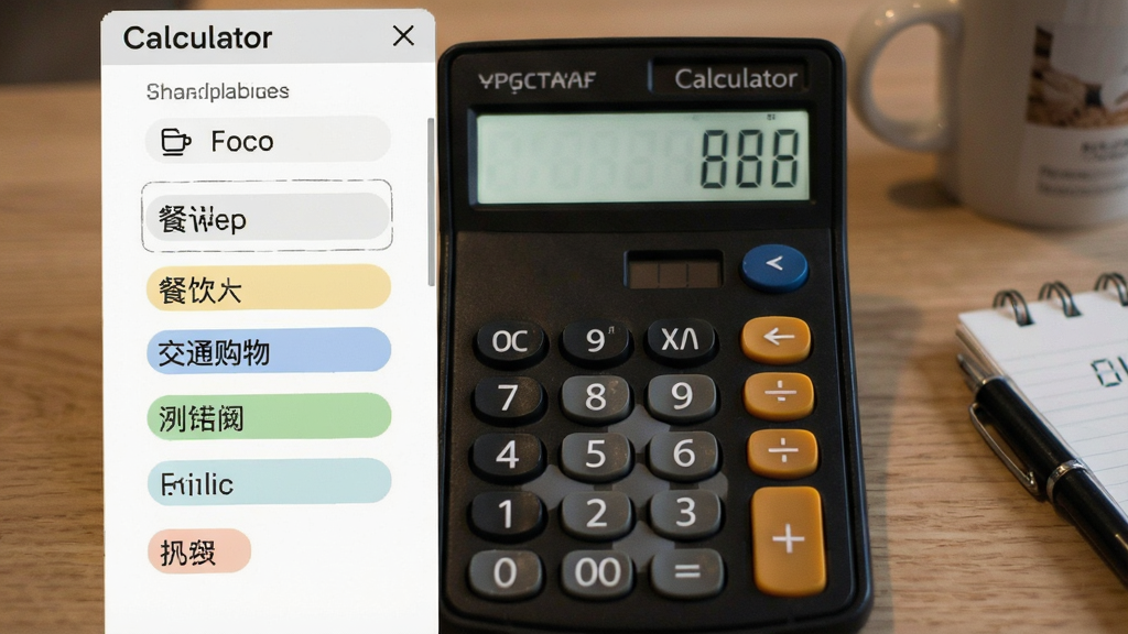 记账计算器(Calculator) 分类标签设置界面 餐饮交通购物分类示例