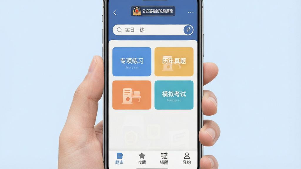 һ��չʾ��������֪ʶˢ����ֻ�APP�������ͼƬ������������һ���ֳ������ֻ�����Ļ����ʾ��������֪ʶˢ������ҳ���������������ÿ��һ����ڣ��м���ר����ϰ���������⡢ģ�⿼�Ե�ģ�鰴ť���ײ�����⡢�ղء����⡢�ҵ��ĸ�ѡ��������Ǹɾ���ǳ��ɫ������������ˬ���ִ���ƽ����ƣ������������޶���Ԫ�ء�