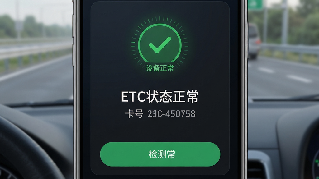 ����·ETCͨ�� ����չʾͼ ����Ϊ�ֻ���Ļ��д����Ļ����ʾETC״̬�����棬����Ϊ�Ϸ�����ɫ�Թ�ͼ���ʾ�豸�������м��ǡ�ETC״̬���������ֺͿ�����Ϣ���·��Ǽ�ⰴť���Ű���жԳƣ����Ƽ���Լ��ϸ������΢��ӰЧ�������ʸɾ��޶���Ԫ�أ�����1080p