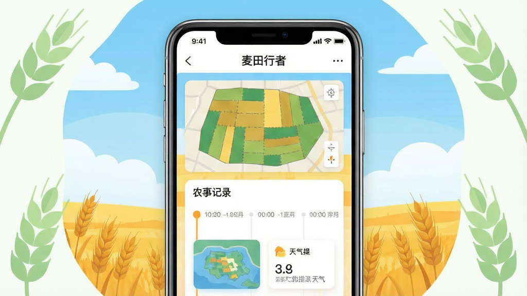 ��������ȫòչʾͼ������Ϊһ�������ֻ���Ļ����Ļ����ʾ���������ߡ�APP�������棬���沼�ְ�������ͼ������ũ�¼�¼ʱ�����������ʾ��Ƭ�������ǽ��ɫ�������������ƣ��Ű����ֻ����У����ܻ����ŵ���ɫ������ͼ����Ϊװ�Σ����Ϊ�ִ���ƽ���廭��ϸ�����ֻ���Ե��Բ�ǹ��󣬽������������ɼ������ʸɾ��������޶���Ԫ��
