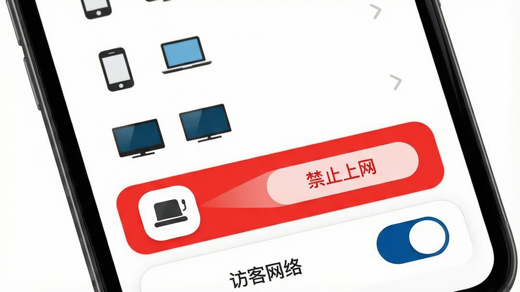 һ��չʾˮ��wifi�豸���������ͼƬ���ֻ���Ļ������һ���б����г��˶���豸ͼ�꣬�����ֻ����ʼǱ������ܵ��Ӻ�δ֪�豸������δ֪�豸����ɫ������ǣ��Ա���һ������ֹ�������İ�ť������ײ��С��ÿ����硱�Ŀ��ذ�ť��������ִ���ͼ�����Բ�󣬱���Ϊ����ɫ���������������ʸɾ���
