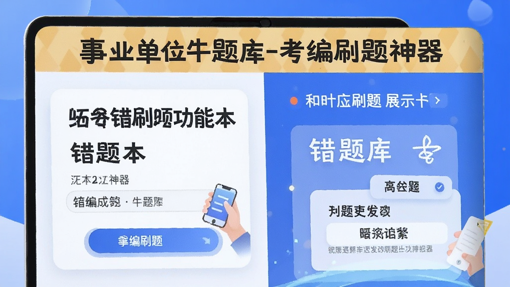 事业单位牛题库-考编刷题神器 错题本和计时刷题功能展示