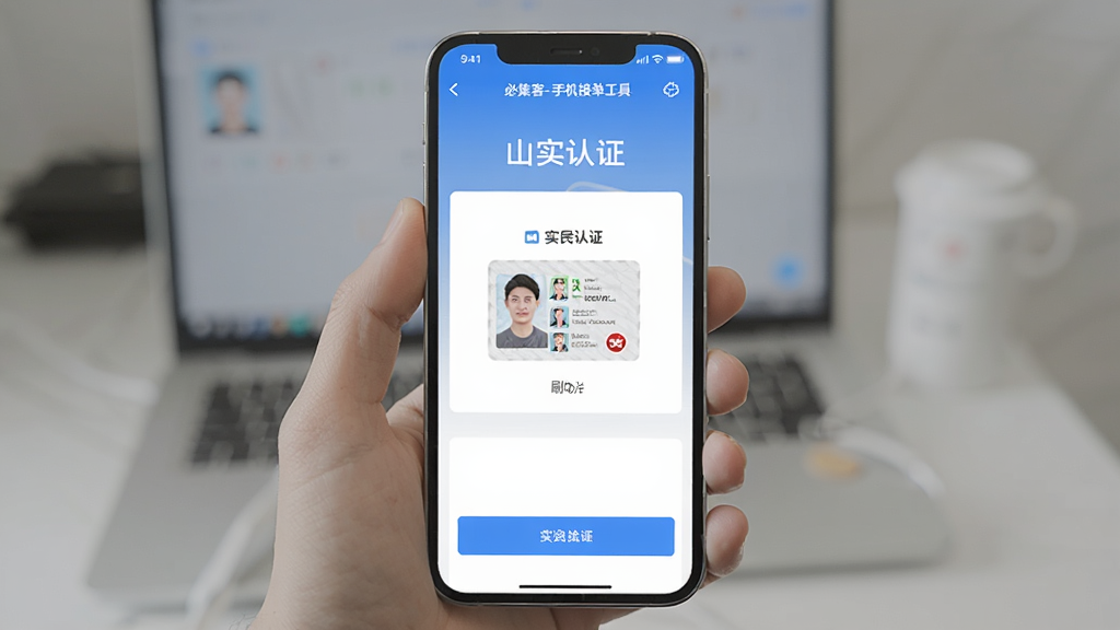 必集客-手机接单工具 实名认证上传身份证和刷脸页面