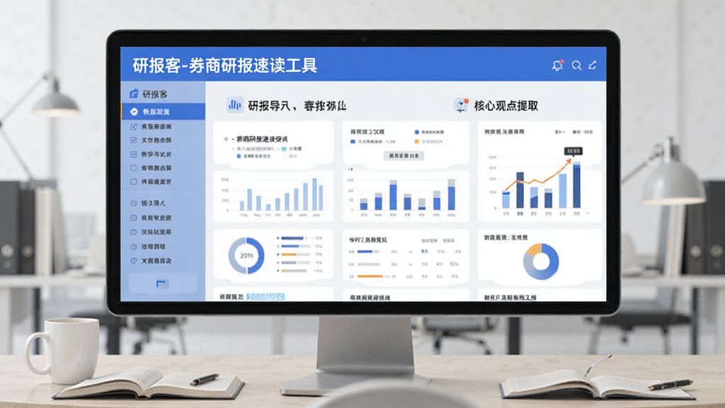 研报客-券商研报速读工具 研报导入与核心观点提取界面