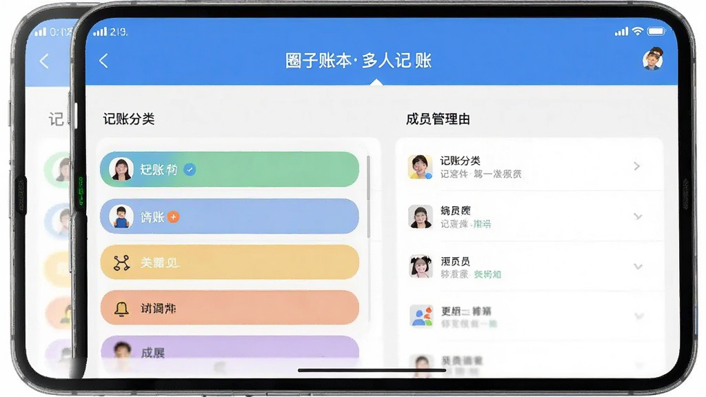 圈子账本-多人记账工具 记账分类和成员管理界面