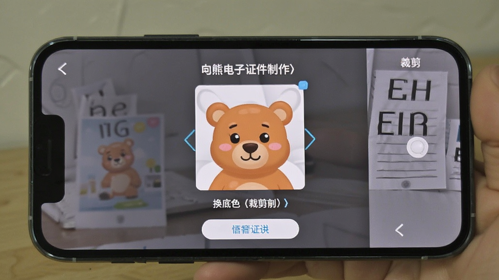 小熊电子证件照-手机证件照制作 换底色和裁剪界面操作展示