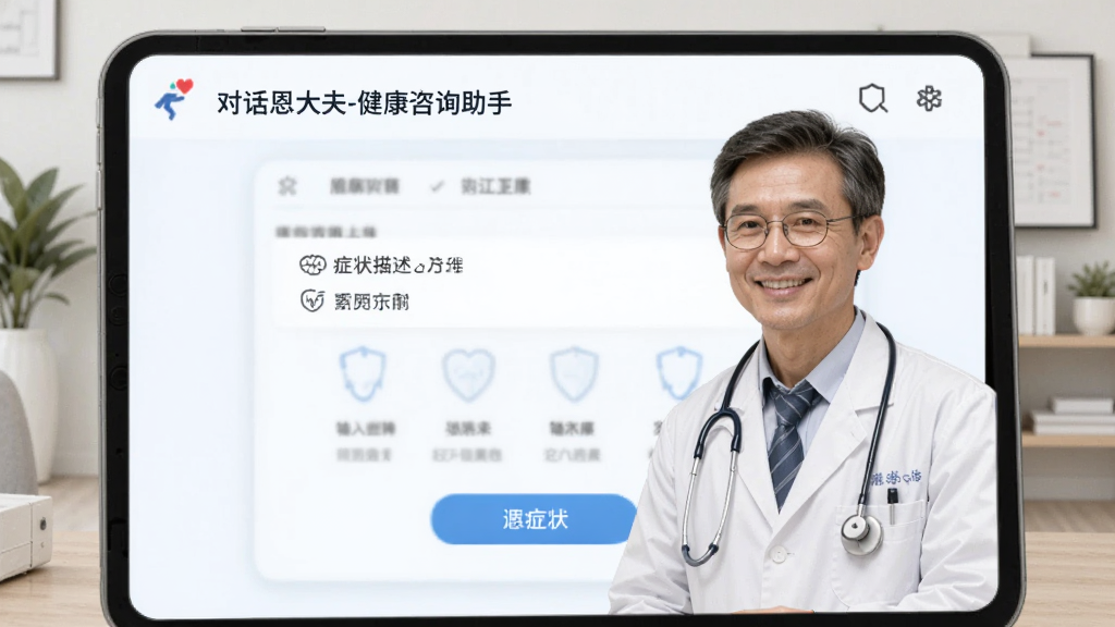 恩大夫-健康咨询助手对话界面输入症状描述的操作示意