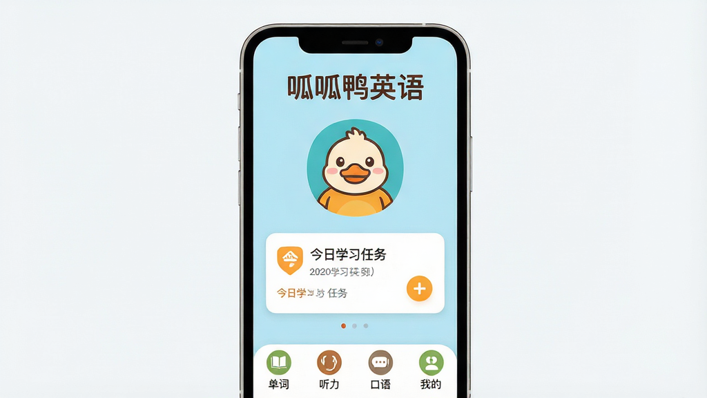 һ��չʾ����ѼӢ��App��������ͼƬ��������һ���ֻ���Ļ����Ļ����ʾ������ѼӢ�����ҳ�������С�����ѼӢ��������м��ǿ�ͨѼ��ͼ��ͽ���ѧϰ����Ƭ���ײ��е��ʡ�����������ҵ��ĸ�ѡ����ּ���������Ű�ɾ�������Ǳ�ƽ����ͨ���ϸ��Բ�󣬻��ʸ��壬�ɾ��޶���Ԫ�ء�