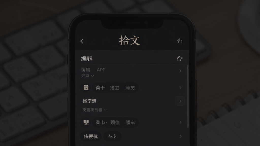 ʰ�� APP ҹ��ģʽ����չʾ���ֻ���Ļ��ʾ��ɫ������ǳɫ���ֵı༭���棬������\