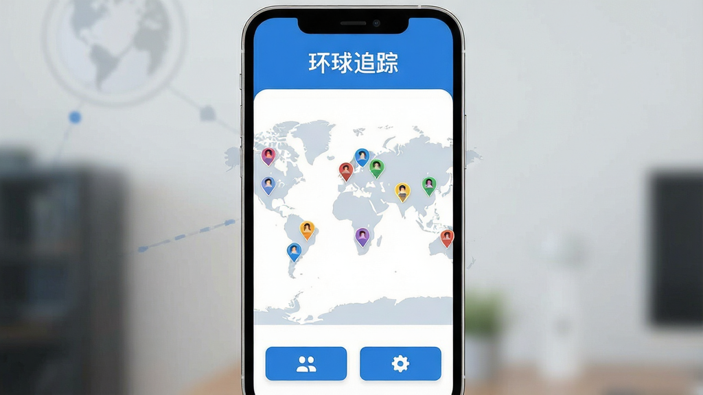 һ���ֻ���Ļչʾ����׷��App�������ͼƬ�����������Ǽ��ĵ�ͼ��ͼ�������ж����ɫͷ��λ��Ƿ�ɢ�ڲ�ͬλ�ã�������ʾ������׷�١��ĸ��֣��ײ��й��ܰ�ť���������ִ���ƽ��������ɫ�����ʸɾ��������޶���Ԫ��