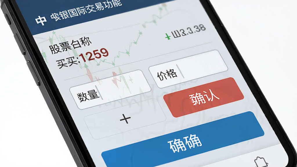 �������ʽ��׹��ܽ��棬�ֻ���Ļ��ʾ��������������壬�Ϸ��ǹ�Ʊ���ƺ͵�ǰ�۸��м��������ͼ۸�����򣬵ײ���ȷ�ϰ�ť������Ϊǳ��ɫ�������רҵ�����������޶���Ԫ��
