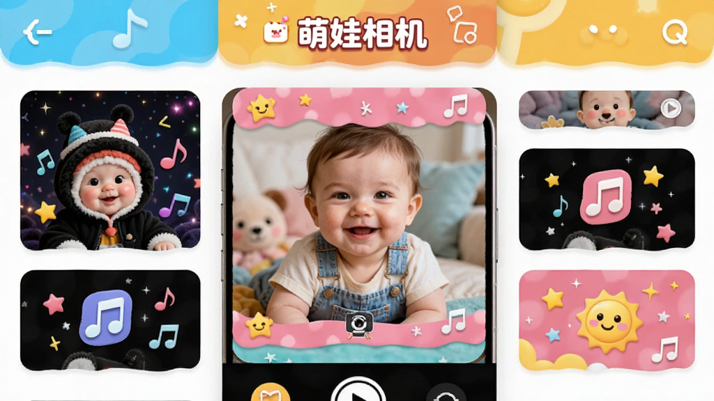 �������App����Ƶģ��ѡ����棬��Ļ��չʾ�����Ƶģ������ͼ��ÿ��ģ�嶼�в�ͬ�����������ͼ�꣬�м���һ����������Ƭ���ڱ�����ģ��������Ƶ���������ʱ�У�ɫ�ʻ��ã����С�������������ֱ�ʶ