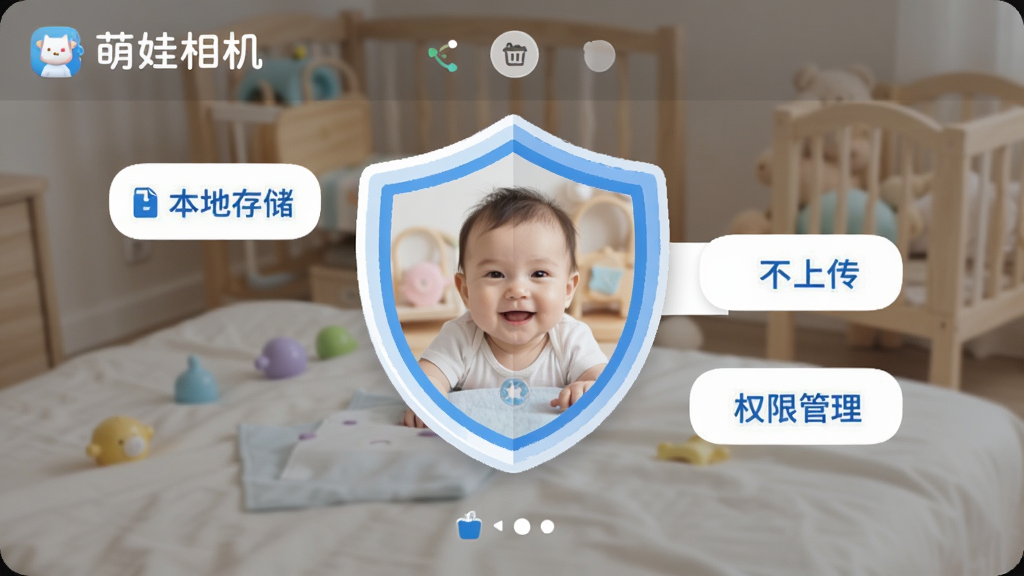 �������App����˽���ý��棬��������һ������ͼ�걣���ű�������Ƭ����Χ�С����ش洢�������ϴ�����Ȩ�޹����������ֱ�ǩ���������లȫ��ɫ��������Ϊ�������ʸɾ������С�������������ֱ�ʶ