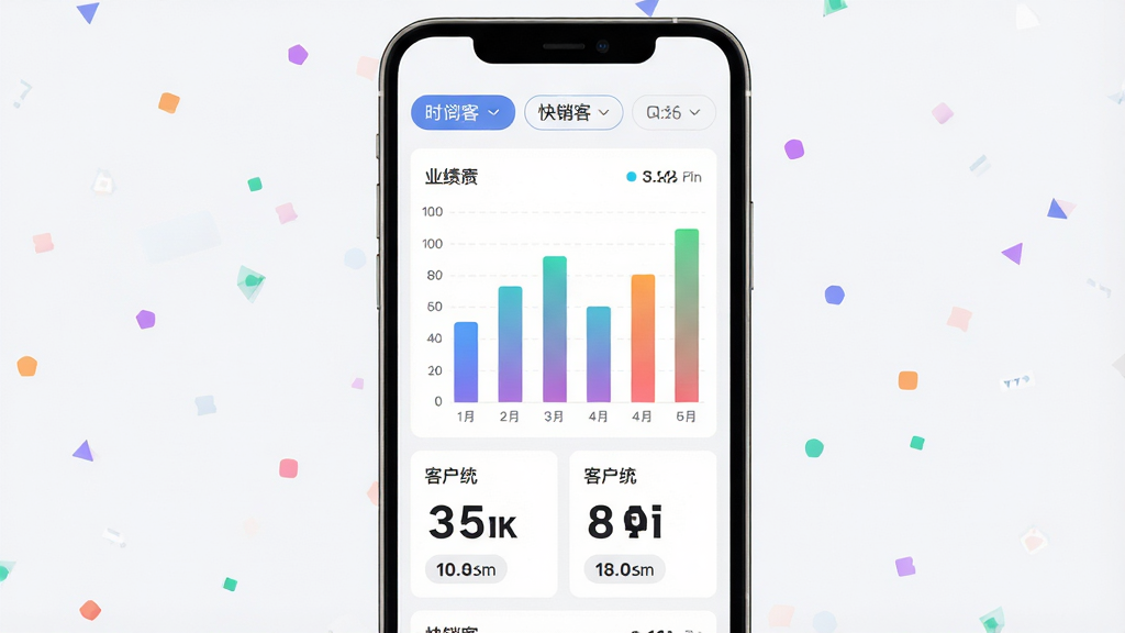 ������ҵ�����ݿ�����棬�������ֻ���Ļ��ʾ��״ͼ�����ֿ�Ƭ�������Ϸ���ʱ��ɸѡ��ǩ���м���ҵ����״ͼ���·��ǿͻ�ͳ�ƿ�Ƭ���Ű����������ִ���ƽ��ϸ����������ɫ���䡢��������Ӵ֡������ɾ������ʸ����޶���Ԫ�أ���Ļ����ʾ���֡������͡�