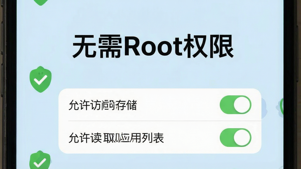 һ���ֻ���Ļ��ͼ��չʾ�����¼΢����������Ȩ������ҳ�棬ҳ������ʾ������RootȨ�ޡ��Ĵ�����ʾ���·��С��������ʴ洢����������ȡӦ���б�������Ȩ�޿��أ�����Ϊǳ��ɫ��ͼ��Ϊ��ɫ�Թ�������Ѻ��׶������ʸɾ��޶���Ԫ��