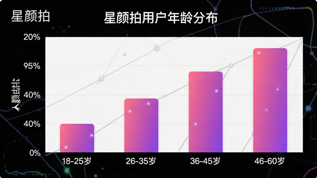 һ���������û�����ֲ�����״ͼ�������к�������Ϊ����Ρ�18-25�ꡱ��26-35�ꡱ��36-45�ꡱ��46-60�ꡱ����������Ϊ����ռ�Ȱٷֱȣ���״��ɫΪ����ķ���ɫ��ͼ������Ϊ���������û�����ֲ����������������ݿ��ӻ������ʸɾ������ֱ�ע�������ġ�