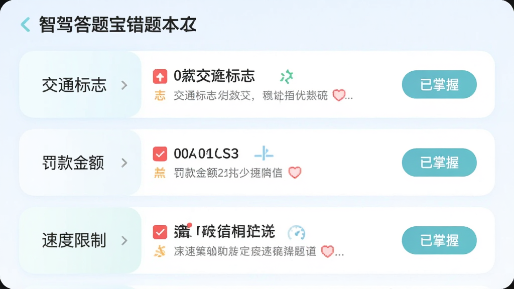 智驾答题宝错题本功能界面,展示按