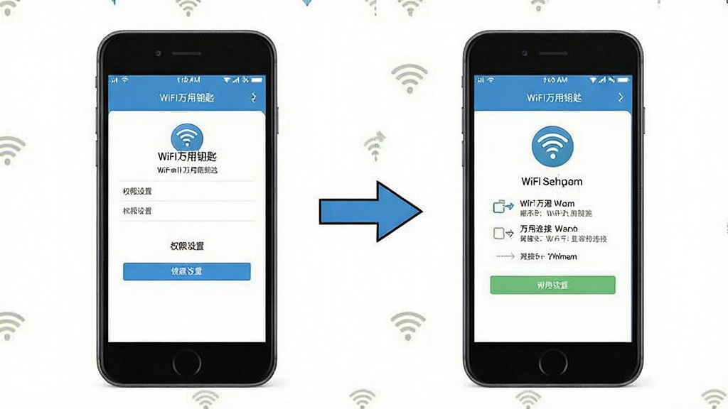 WiFi����Կ�����ֲ���ʾ��ͼ���������ֻ���Ļ��ʾȨ�����ý����WiFi���Ӳ��裬���м򵥵ļ�ͷָ�������ֱ�����ˣ������������޶���Ԫ�ء�