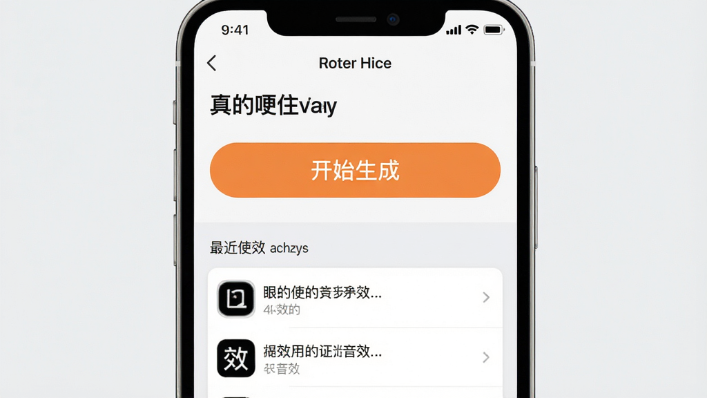 一张手机应用界面截图,展示“真的哽住了”软件的主页,画面中有一个大大的“开始生成”按钮,下方有最近使用的音效列表,界面以白色和浅灰色为主,没有任何广告横幅或弹窗,布局清爽,风格极简,画质干净无多余元素。