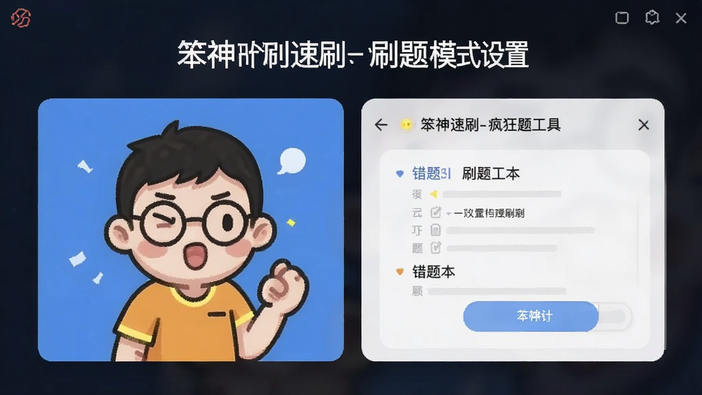 笨神速刷-疯狂刷题工具 错题本和刷题模式设置界面