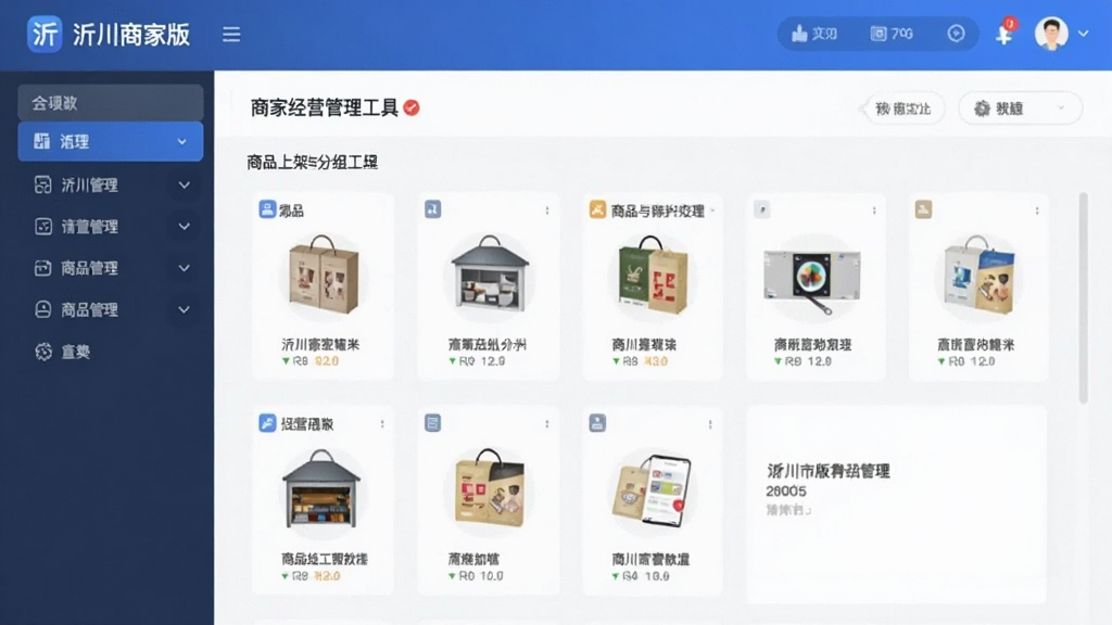 沂川商家版-商家经营管理工具 商品上架与分组管理界面