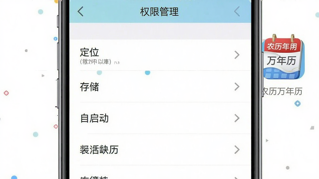 һ���ֻ�App���ý����ͼ����ʾȨ�޹����б���������λ���洢����������ѡ��Ա��С�ũ������������ͼ�꣬�������࣬�������������ʸɾ����޶���Ԫ��