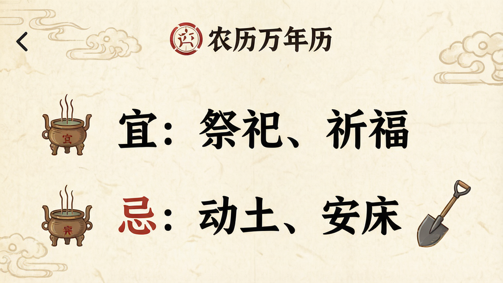 һ���ֻ�App�����ͼ����ʾ��������ҳ�������ǵ��ŵ��׻�ɫ��ֽ�ʸУ�ҳ�涥���ǡ�ũ������������Logo���м�����Ŀ�Ĵ��֡��ˣ����롢�������͡��ɣ����������������Ա����д�ͳ�й���Ĳ廭Сͼ�꣬������¯�Ͳ��ӣ��Ű����룬���ŷ��Լ�������������޶���Ԫ��