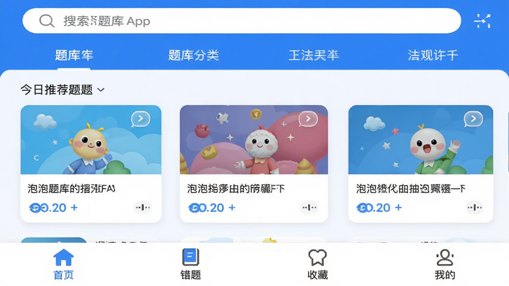 �������App�������ͼ��������ʾ��������������ǩ���м��ǽ����Ƽ���Ŀ��Ƭ���ײ�Ϊ��ҳ�����⡢�ղء��ҵ��ĸ�������ť���������������ɫ����������£�����ɾ��޶���Ԫ�أ���������