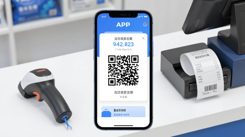 һ��չʾ�����APP���Ľ�����ֻ�����ͼ���ֻ���Ļ��ʾ�տ��ά��͵����տ��ܶ�����Ǹɾ���С���̹�̨����ɨ��ǹ�ʹ�ӡСƱ��ϸ�ڣ�����ִ���ƽ����ɫ��������Ϊ��������ɾ��޶���Ԫ�أ���������