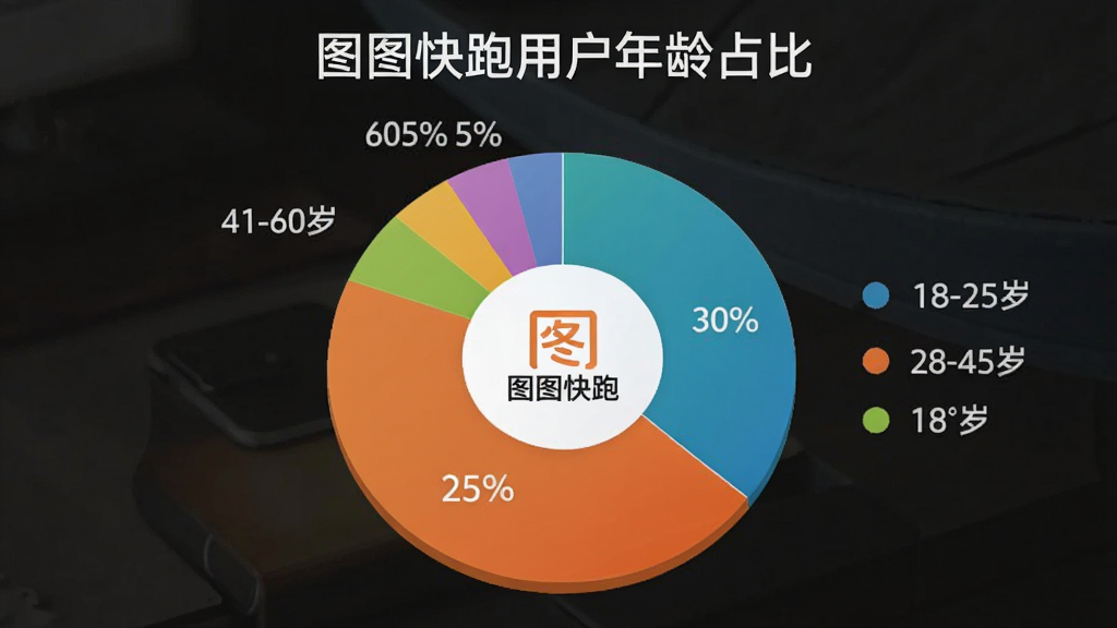 一张图图快跑用户年龄分布饼状图,图表标题为