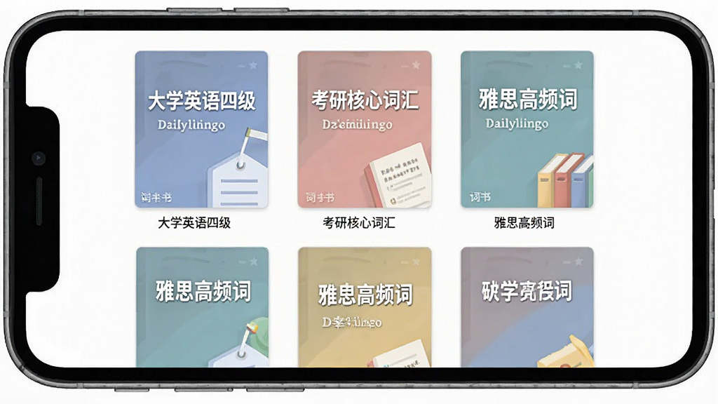 Dailylingo�ʿ�ѡ����棬�ֻ���Ļչʾ���������棬��������ѧӢ���ļ����������к��Ĵʻ㡱������˼��Ƶ�ʡ��ȣ�������Ʒ��ͳһ��ɫ����ͣ�����Ϊ����״���У�����ɾ����࣬����ƽ���������������޶���װ��Ԫ��