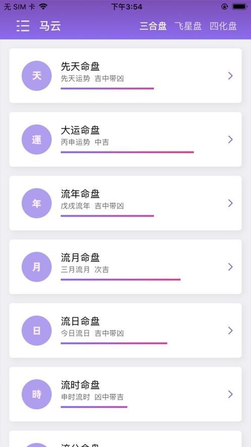 紫微斗数命理 安卓版 排盘界面